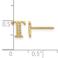 14k Diamond Initial T Earrings-EM4170T-003-YA