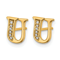14k Diamond Initial U Earrings-EM4170U-004-YA