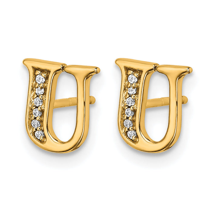 14k Diamond Initial U Earrings-EM4170U-004-YA