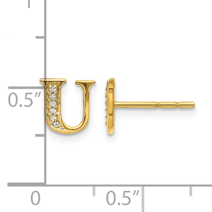 14k Diamond Initial U Earrings-EM4170U-004-YA