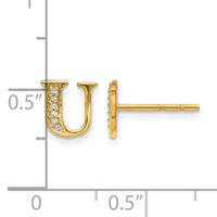 14k Diamond Initial U Earrings-EM4170U-004-YA