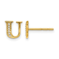 14k Diamond Initial U Earrings-EM4170U-004-YA
