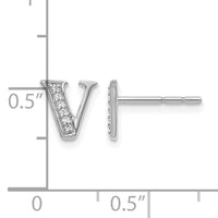 14k White Gold Diamond Initial V Earrings-EM4170V-005-WA