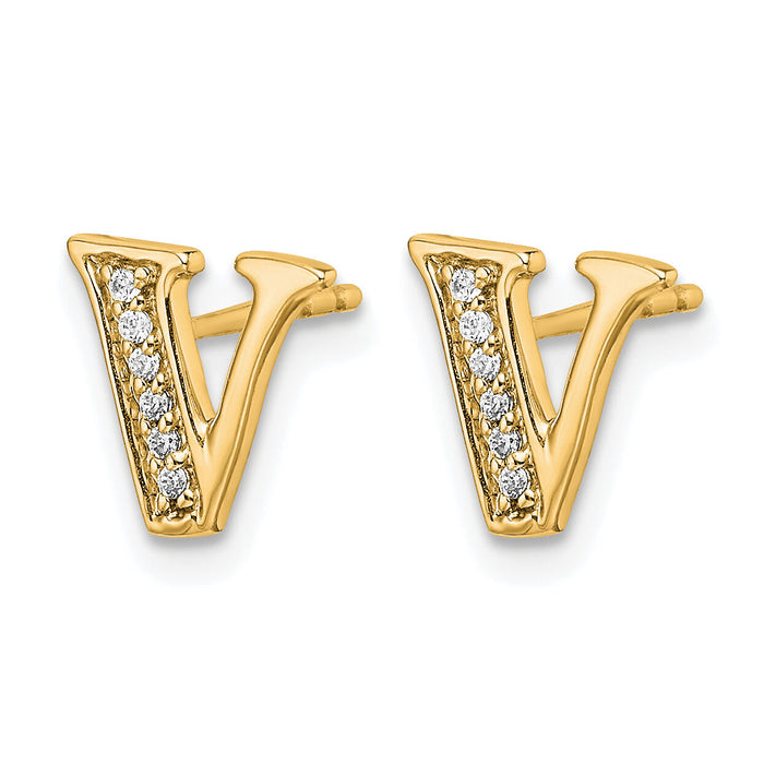 14k Diamond Initial V Earrings-EM4170V-005-YA