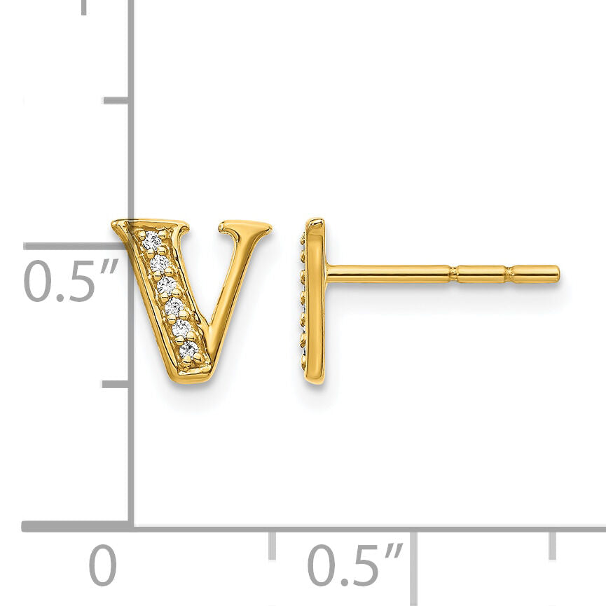 14k Diamond Initial V Earrings-EM4170V-005-YA