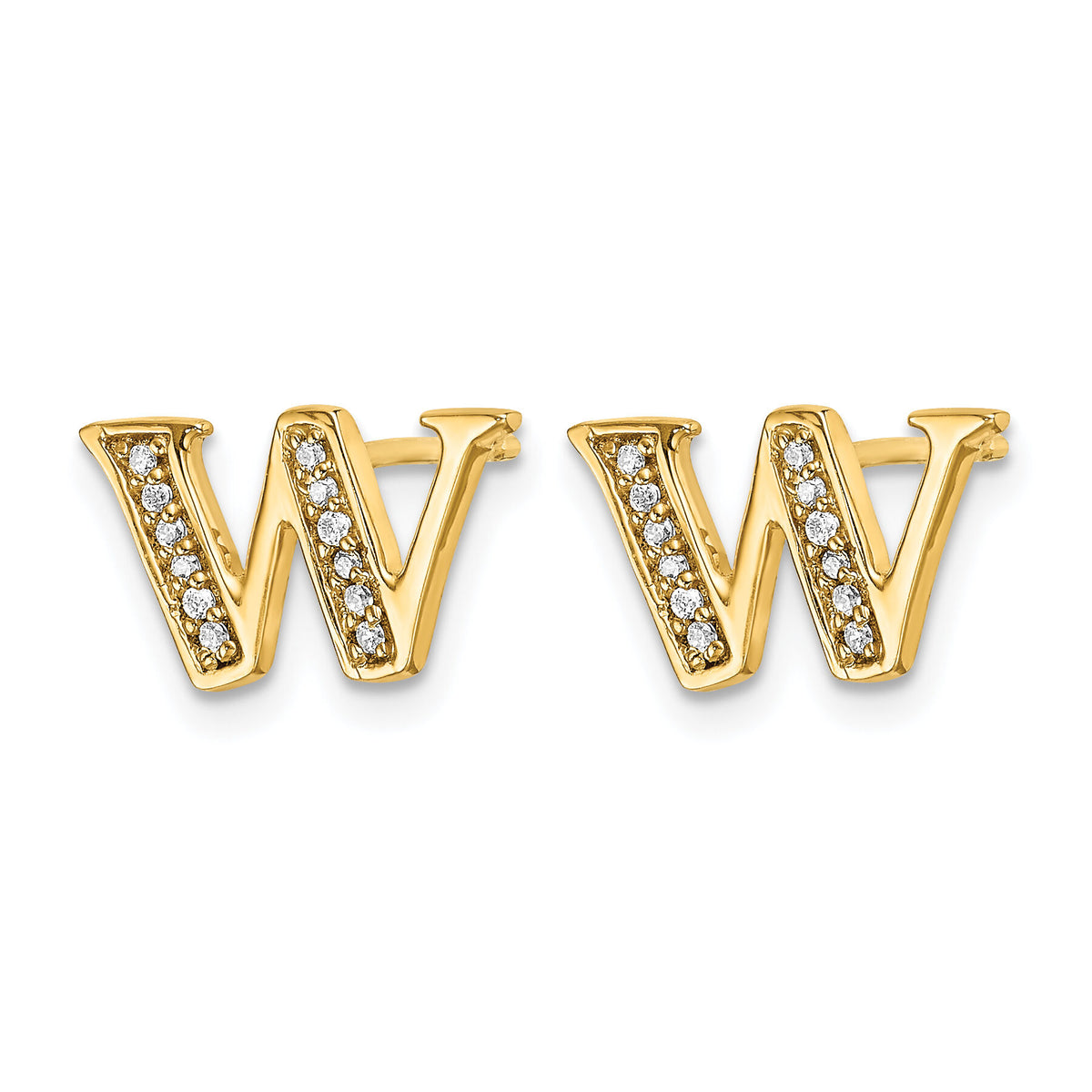 14k Diamond Initial W Earrings-EM4170W-010-YA