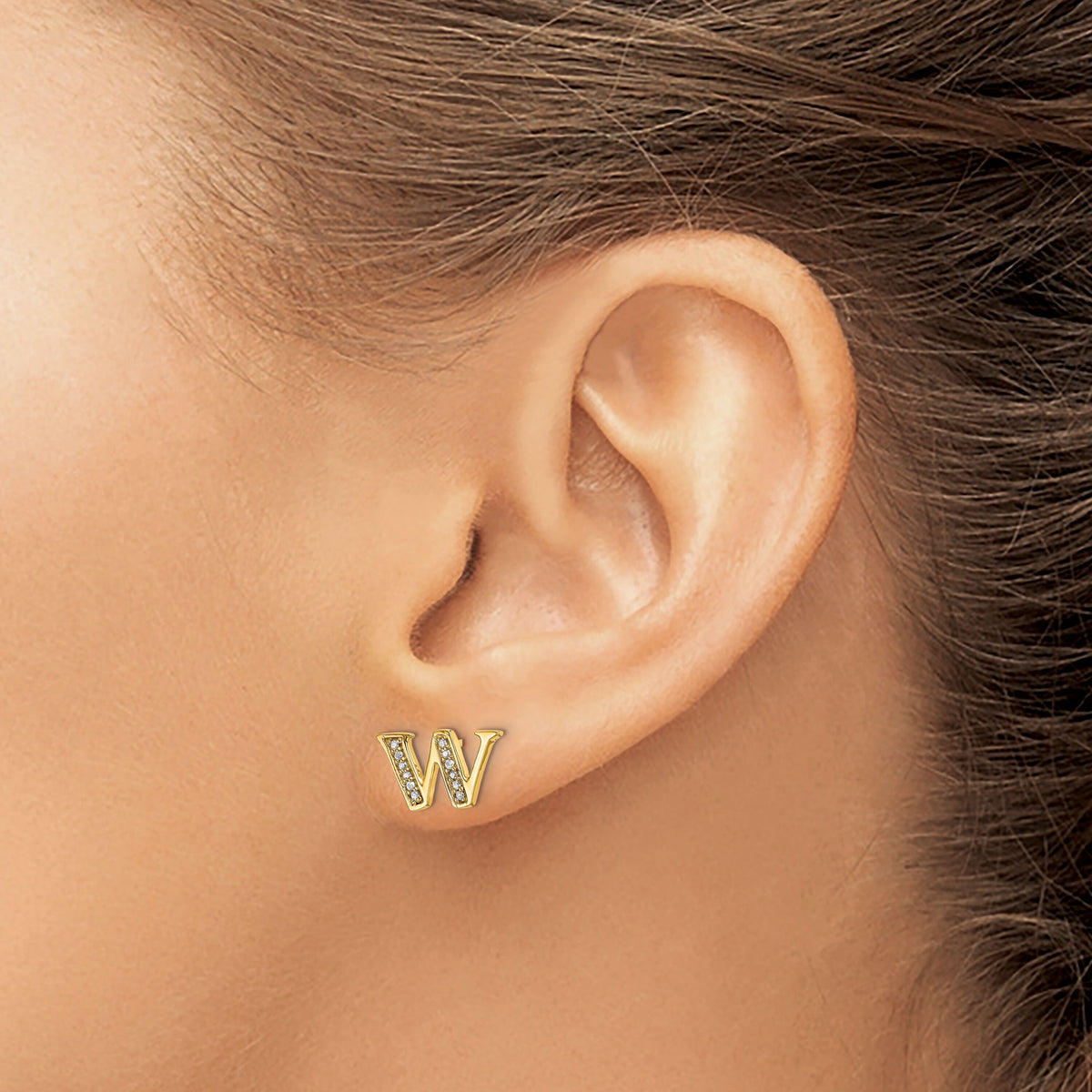 14k Diamond Initial W Earrings-EM4170W-010-YA
