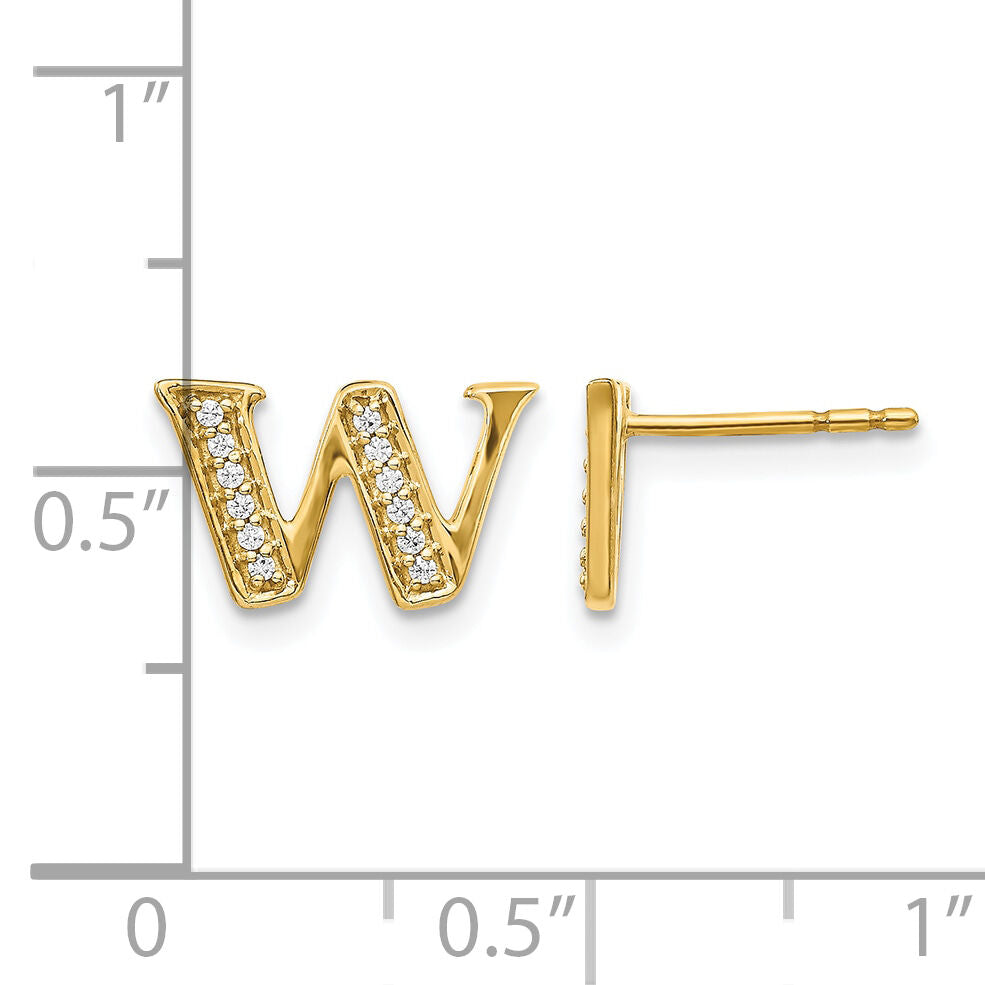 14k Diamond Initial W Earrings-EM4170W-010-YA