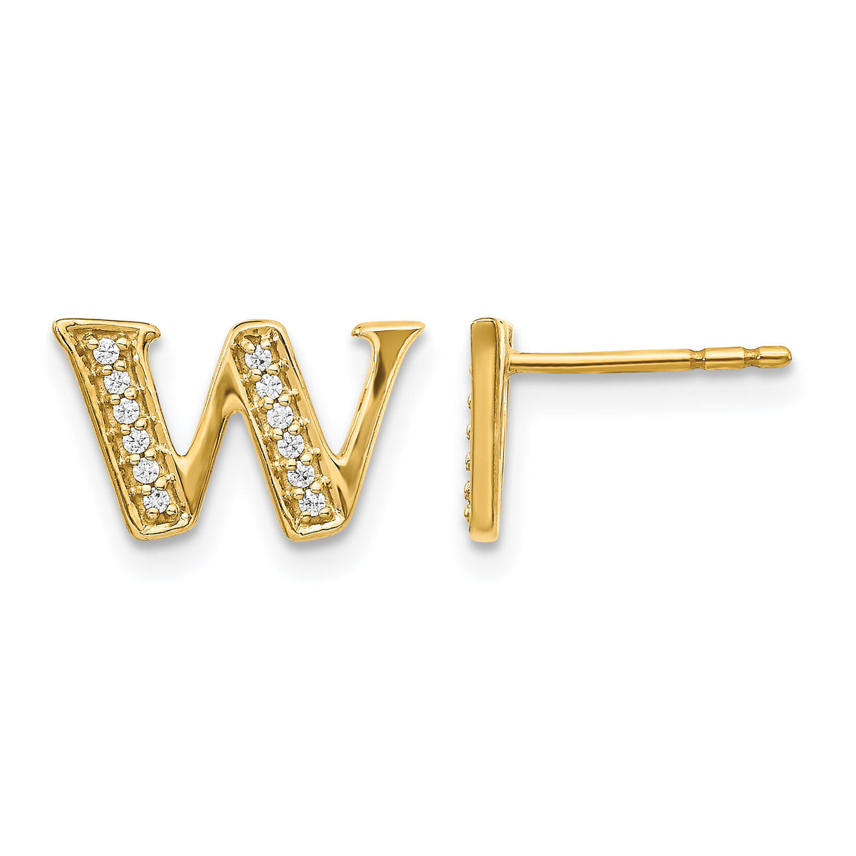 14k Diamond Initial W Earrings-EM4170W-010-YA