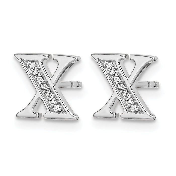 14k White Gold Diamond Initial X Earrings-EM4170X-005-WA