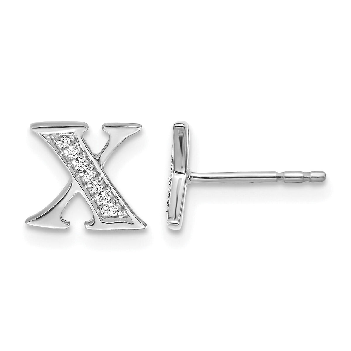 14k White Gold Diamond Initial X Earrings-EM4170X-005-WA