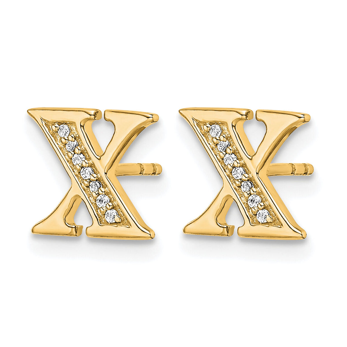 14k Diamond Initial X Earrings-EM4170X-005-YA