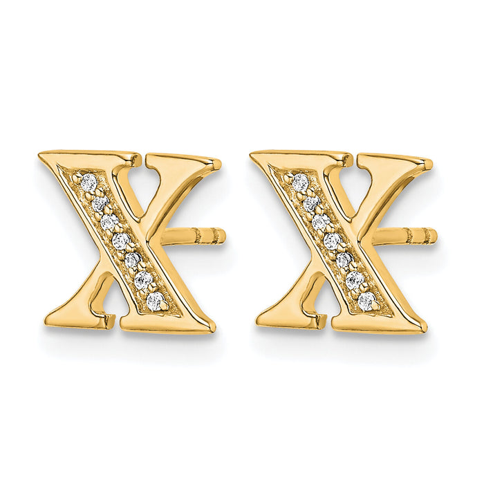 14k Diamond Initial X Earrings-EM4170X-005-YA