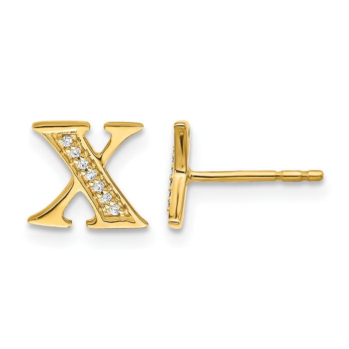 14k Diamond Initial X Earrings-EM4170X-005-YA