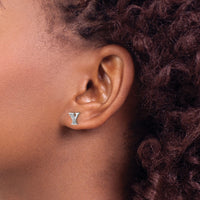 14k White Gold Diamond Initial Y Earrings-EM4170Y-004-WA