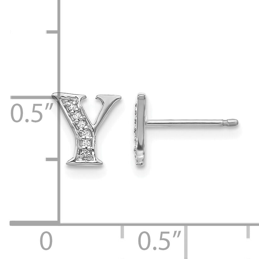 14k White Gold Diamond Initial Y Earrings-EM4170Y-004-WA