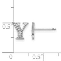 14k White Gold Diamond Initial Y Earrings-EM4170Y-004-WA