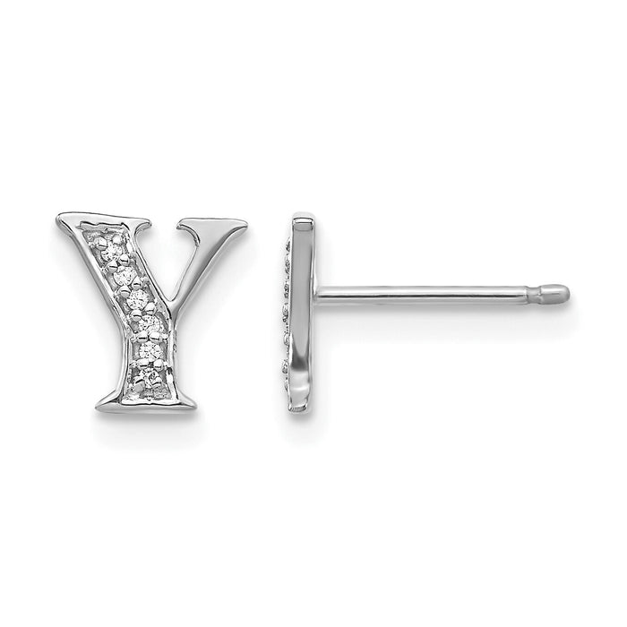 14k White Gold Diamond Initial Y Earrings-EM4170Y-004-WA