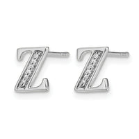 14k White Gold Diamond Initial Z Earrings-EM4170Z-004-WA