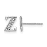 14k White Gold Diamond Initial Z Earrings-EM4170Z-004-WA