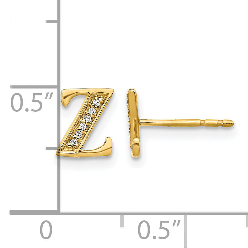 14k Diamond Initial Z Earrings-EM4170Z-004-YA