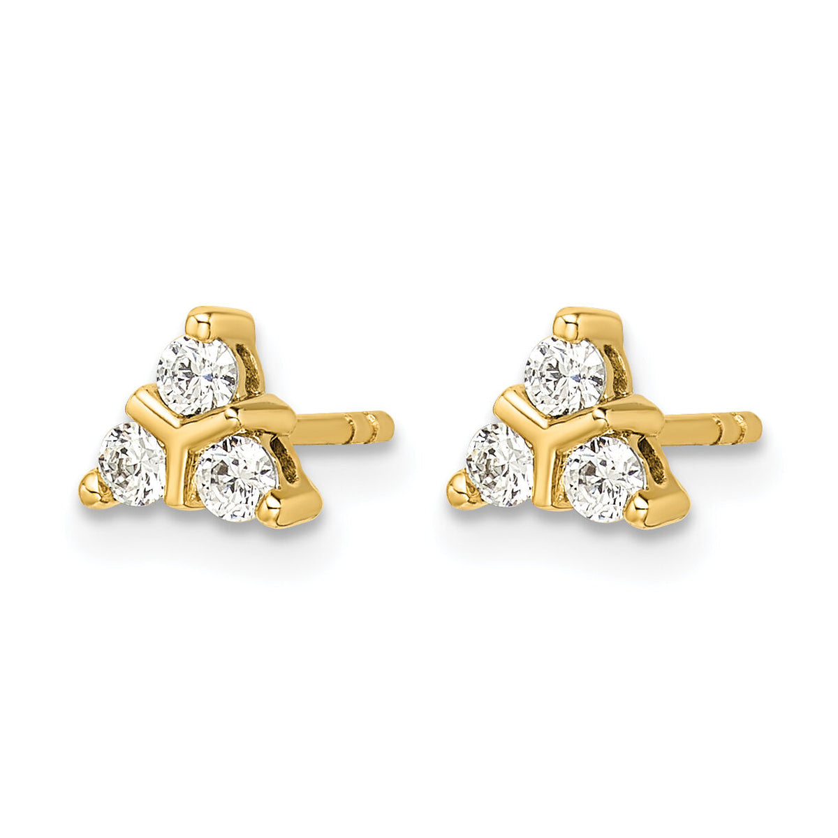 14k 3-stone Diamond Triangle Earrings-EM4171-025-YA