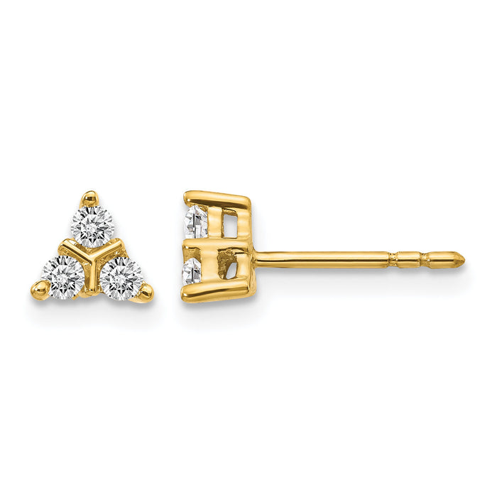14k 3-stone Diamond Triangle Earrings-EM4171-025-YA