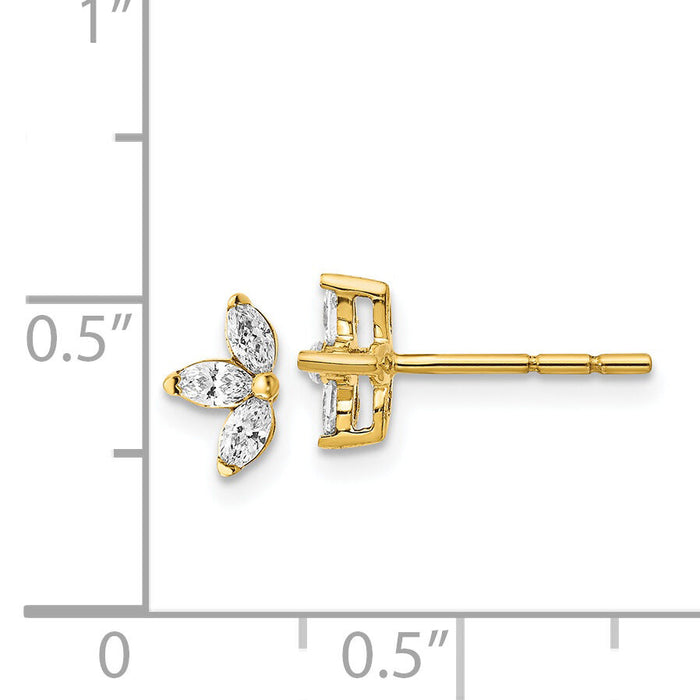 14k 3-stone Marquise Diamond Earrings-EM4177-040-YA