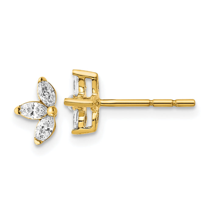 14k 3-stone Marquise Diamond Earrings-EM4177-040-YA