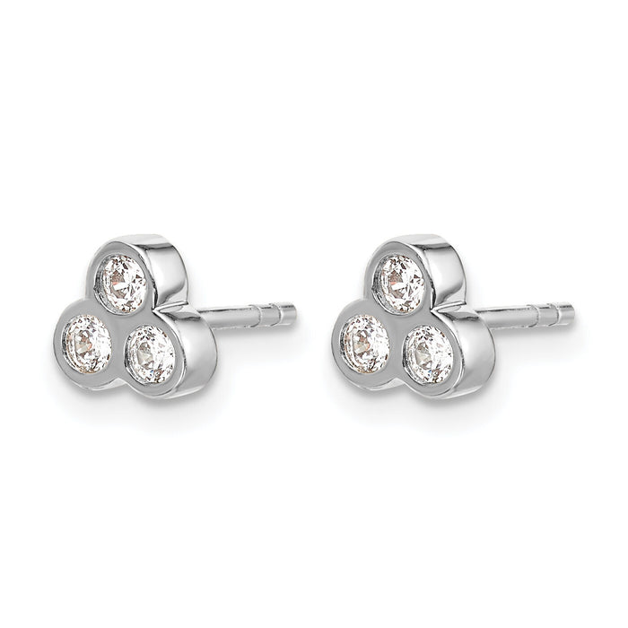 14k White Gold 3-stone Diamond Earrings-EM4179-025-WA