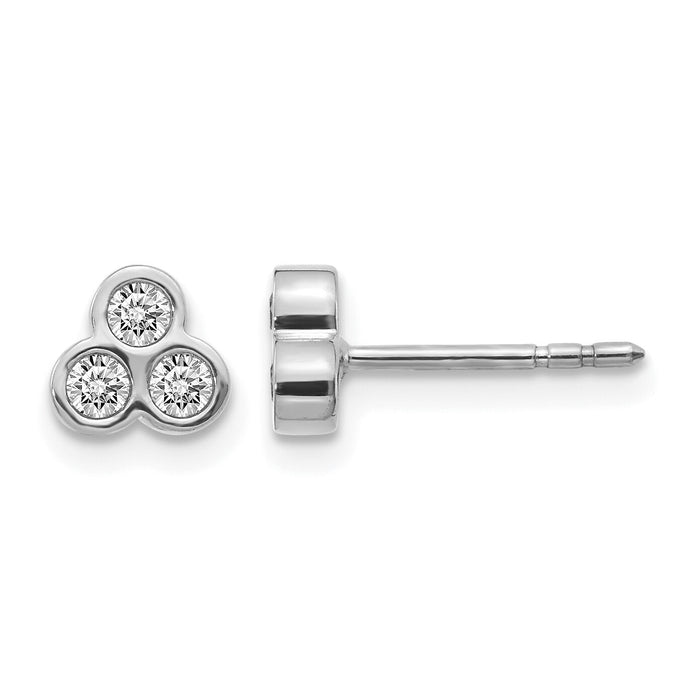14k White Gold 3-stone Diamond Earrings-EM4179-025-WA