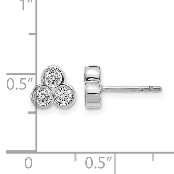 14k White Gold 3-stone Diamond Earrings-EM4179-050-WA