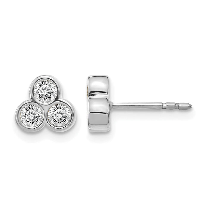 14k White Gold 3-stone Diamond Earrings-EM4179-050-WA