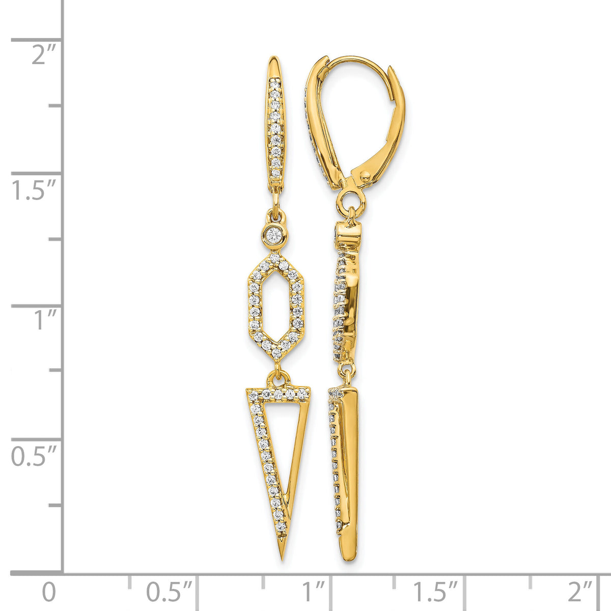 14k Diamond Triangle Leverback Earrings-EM4187-045-YA