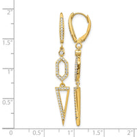 14k Diamond Triangle Leverback Earrings-EM4187-045-YA
