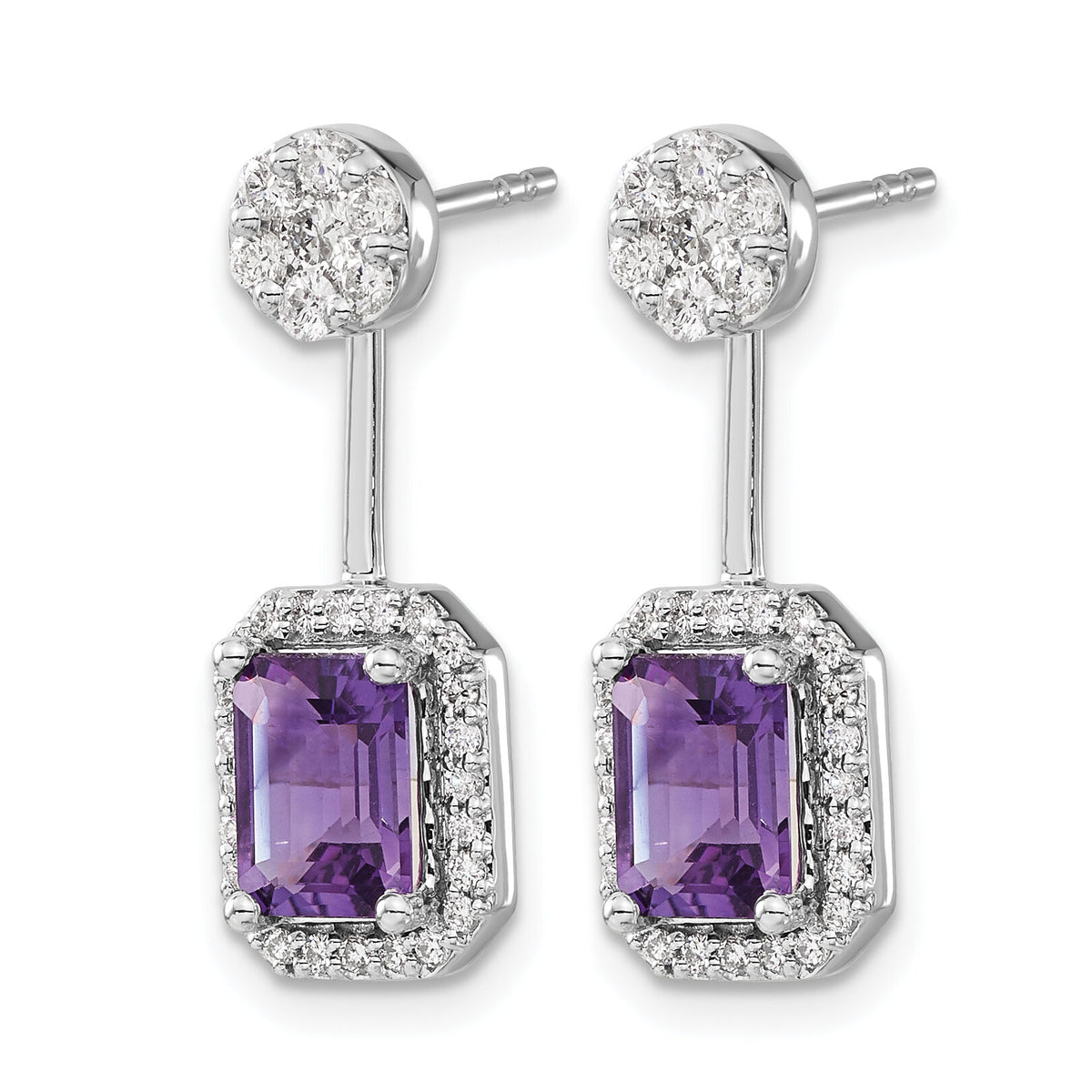 14k White Gold Diamond/Amethyst Front/Back Earrings-EM4195-AM-062-WA