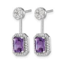 14k White Gold Diamond/Amethyst Front/Back Earrings-EM4195-AM-062-WA
