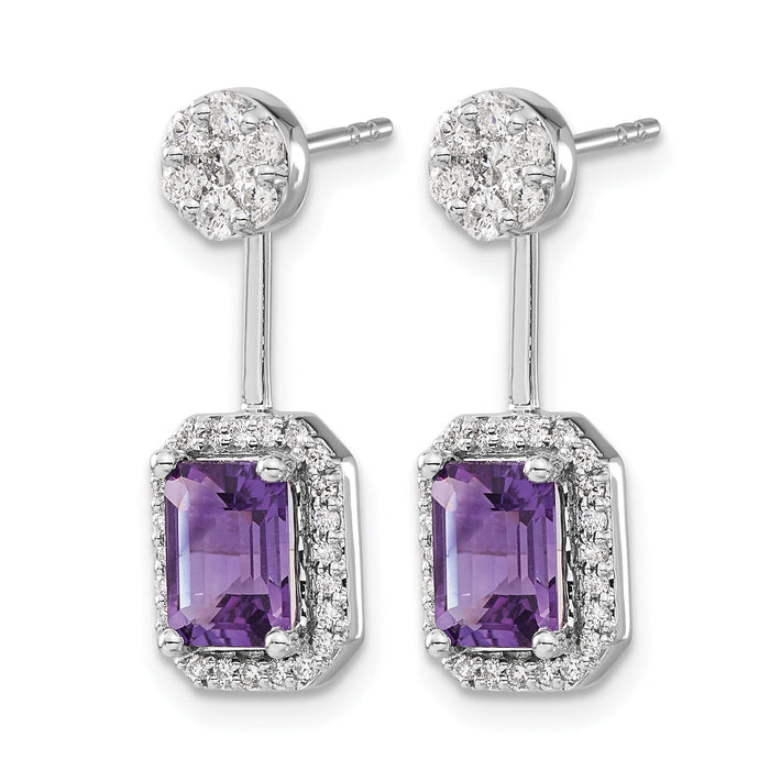 14k White Gold Diamond/Amethyst Front/Back Earrings-EM4195-AM-062-WA