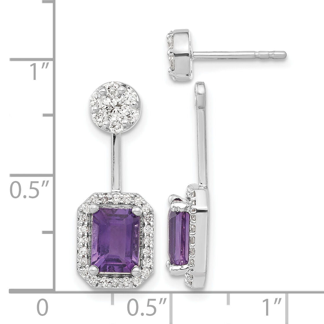14k White Gold Diamond/Amethyst Front/Back Earrings-EM4195-AM-062-WA