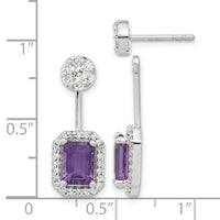 14k White Gold Diamond/Amethyst Front/Back Earrings-EM4195-AM-062-WA