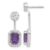 14k White Gold Diamond/Amethyst Front/Back Earrings-EM4195-AM-062-WA