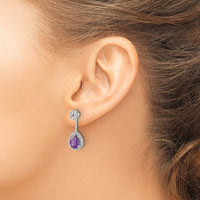 14k White Gold Diamond/Pear Amethyst Front/Back Earrings-EM4199-AM-062-WA