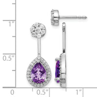 14k White Gold Diamond/Pear Amethyst Front/Back Earrings-EM4199-AM-062-WA