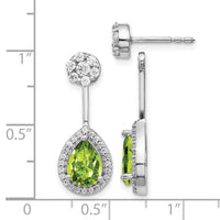 14k White Gold Diamond/Pear Peridot Front/Back Earrings-EM4199-PE-062-WA