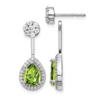 14k White Gold Diamond/Pear Peridot Front/Back Earrings-EM4199-PE-062-WA