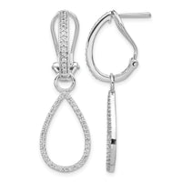 14k White Gold Diamond Teardrop Dangle Omega Back Earrings-EM4204-050-WA