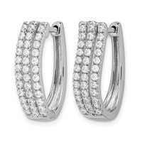 14k White Gold 3-row Diamond Hinged Hoop Earrings-EM4215-100-WA