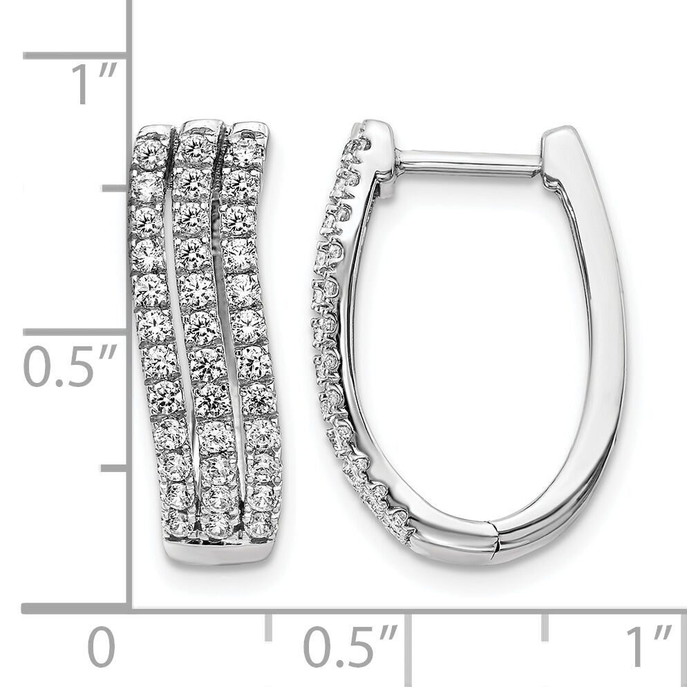 14k White Gold 3-row Diamond Hinged Hoop Earrings-EM4215-100-WA