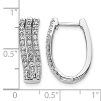 14k White Gold 3-row Diamond Hinged Hoop Earrings-EM4215-100-WA