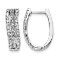 14k White Gold 3-row Diamond Hinged Hoop Earrings-EM4215-100-WA